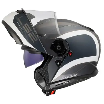 LS2 Strobe 2 Victory Motosiklet Kaskı Mat Gri Mavi Kum XL