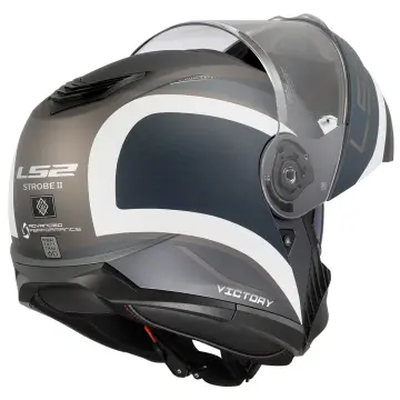 LS2 Strobe 2 Victory Motosiklet Kaskı Mat Gri Mavi Kum XL