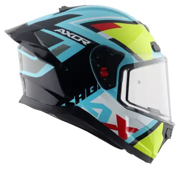 Axor Saber X Sports Motosiklet Kaskı Mavi Neon Sarı L